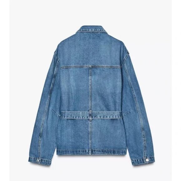 ZARA BELTED TRF DENIM JACKET - Picture 4 of 4